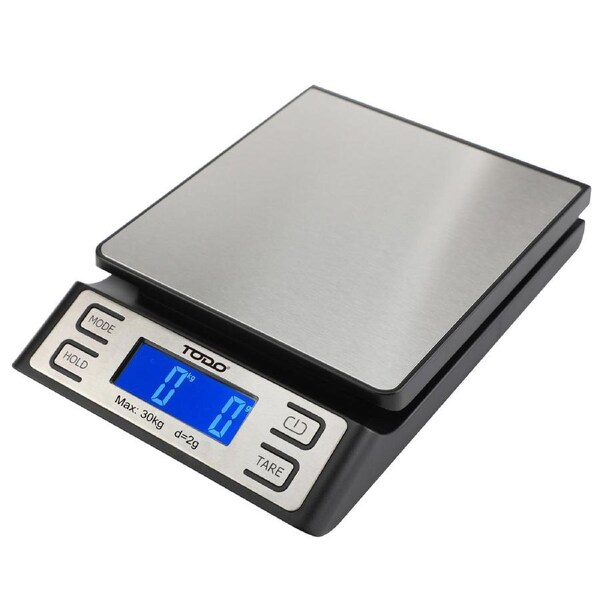 TODO 30Kg Digital Postal Scale Stainless Steel Plate Blue LCD Display Tare Post 2G Graduation