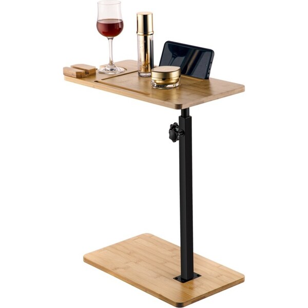 Square Free Standing Bathtub Caddy Tray Bath Side Table Wine Glass Phone Holder Shelf