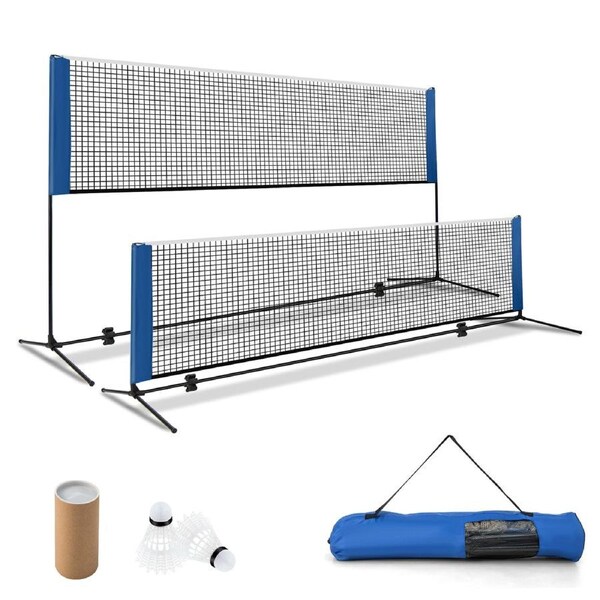 Costway 4.2m Badminton Tennis Net Ajustable Volleyball Pickleball Net Stand Outdoor Sports w/2 Shuttlecocks Carrying Bag