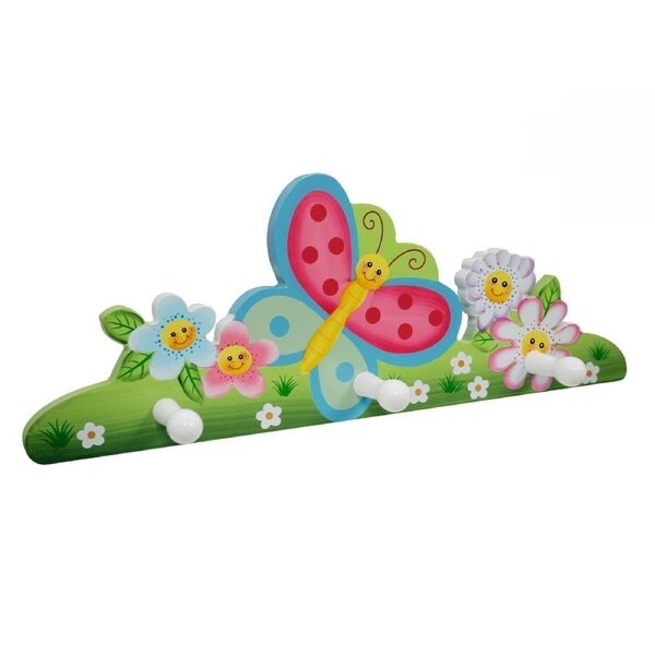 Fantasy Fields Magic Garden Kids Wall Mounted 3 Peg Hook Rack, Multi Colour