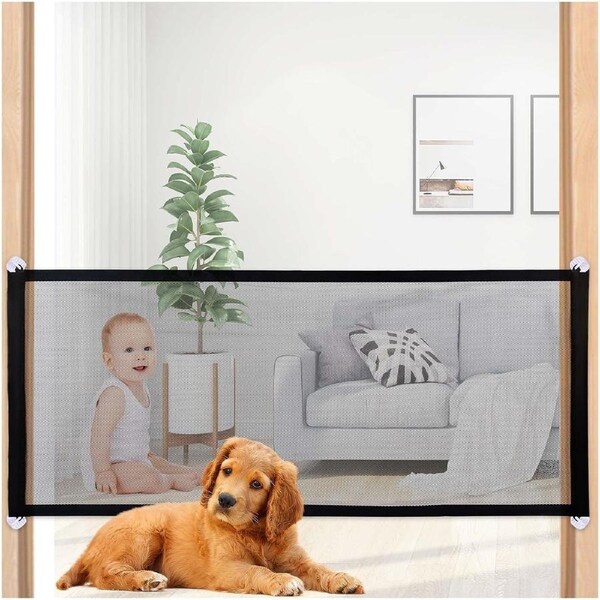 Mesh Gates for Kids , Mesh Magic Pet Dog Gate, Portable Cat Barrier for The House, Indoor, Stairs, Doorways