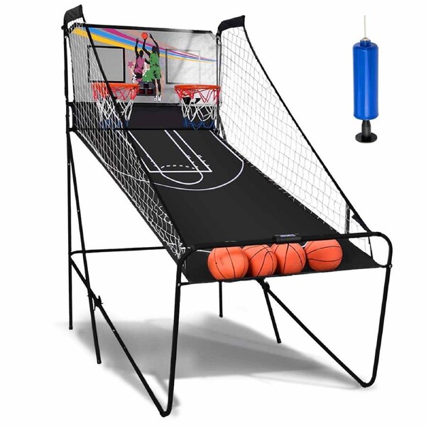 Costway Arcade Basketball Game Double Shooting Machine 2-Player Electronic Scoring w/4 Balls & 1 Inflator