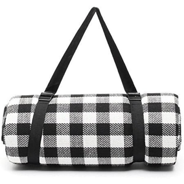 Picnic Blanket 200X200cm Premium Cashmere BLACK Rug Waterproof Mat Outdoor