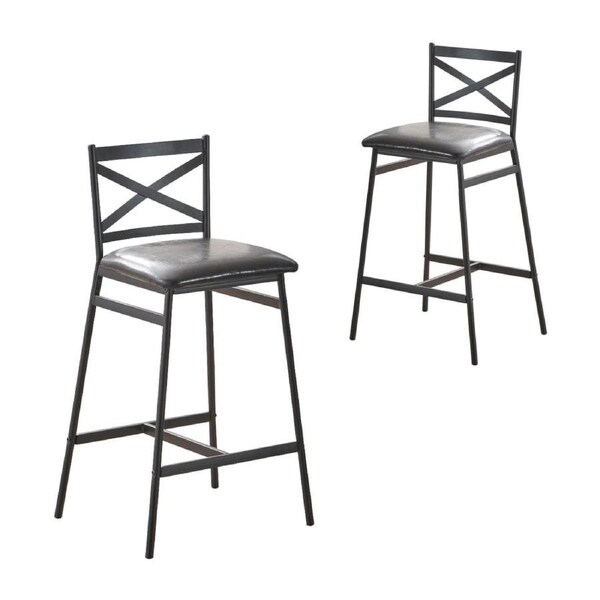 Set Of 2 Connie Metal Frame PU Seat Kitchen Counter Bar Stool - Black
