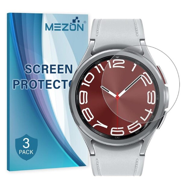 [3 Pack] Samsung Galaxy Watch6 Classic (43 mm) Ultra Clear TPU Film Screen Protectors by MEZON – High Protection, Shock Absorption (Watch 6 Classic 43mm, Clear)