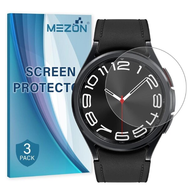 [3 Pack] Samsung Galaxy Watch6 Classic (47 mm) Ultra Clear TPU Film Screen Protectors by MEZON – High Protection, Shock Absorption (Watch 6 Classic 47mm, Clear)