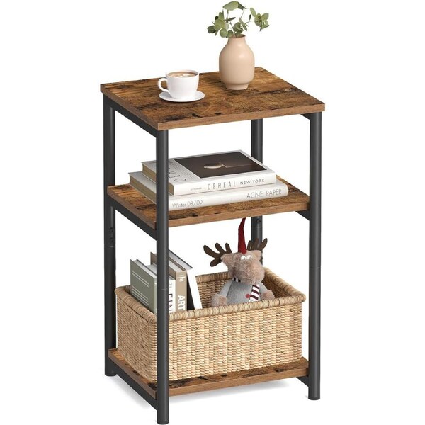 Storage Shelf Side Table, Vintage Brown