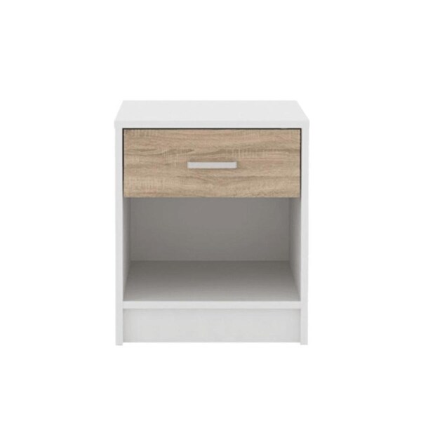 Tammy Open Shelf Nightstand Bedside Side Table W/ 1-Drawer - White/Oak
