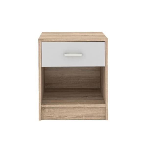 Tammy Open Shelf Nightstand Bedside Side Table W/ 1-Drawer - Oak/Light Grey