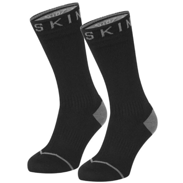 Sealskinz Waterproof All Weather Mid Length Sock with Hydrostop - Black / Grey -