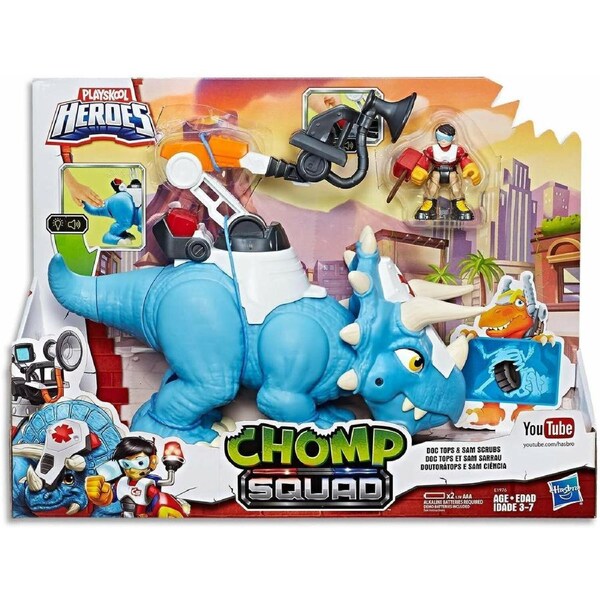 Playskool Heroes New Toy Chomp Squad Doc Tops Dino Sam Scrubs Dinosaur Ages 3+
