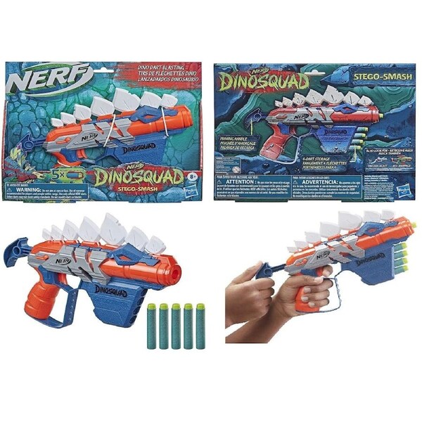 NERF Dinosquad Stegosmash Dart Blaster Ages 8+ Toy Gun Fire Dinosaur Dino Play