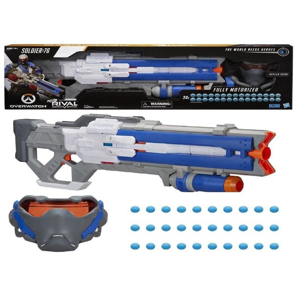 NERF Overwatch Soldier 76 Mask Rival Blaster Fully Motorized 14+ Toy Gun Game