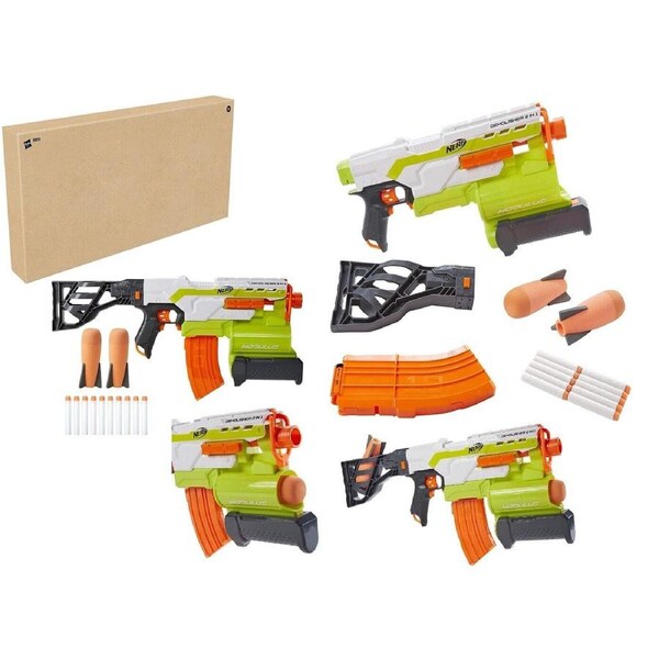 NERF Modulus Demolisher 2-in-1 Motorized Blaster Fires Darts and Rockets Toy Gun