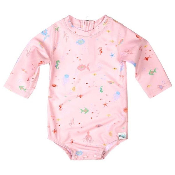 Toshi Swim Baby Onesie Long Sleeve Classic Coral - Size 2