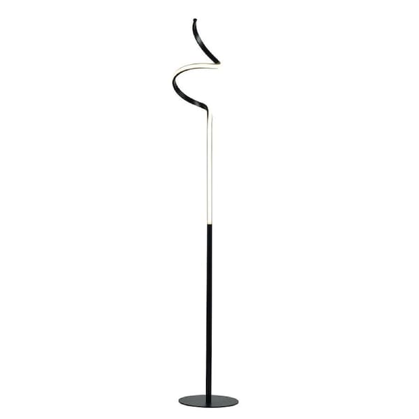 Allison LED Elegant Modern Spiral Floor Lamp Light - Black