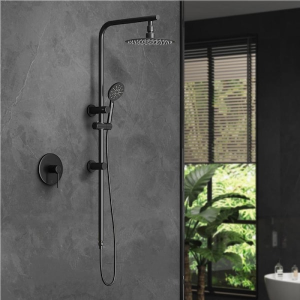 WELS 10" Rain Shower Head Set Round Handheld With Shower Mixer Tap Black