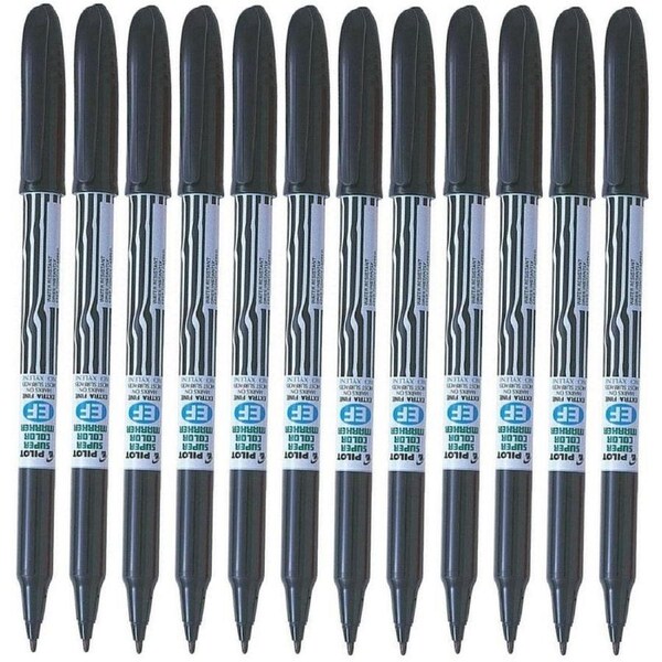 Pilot Scan-EF Super Colour Permanent Marker Bullet Extra Fine 2.0mm Black Box 12