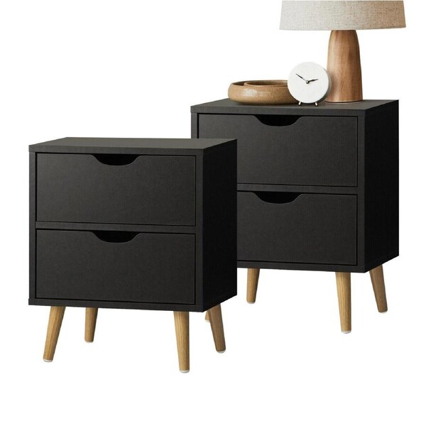 Oikiture 2 X Bedside Tables Side Table Bedroom Furniture Black