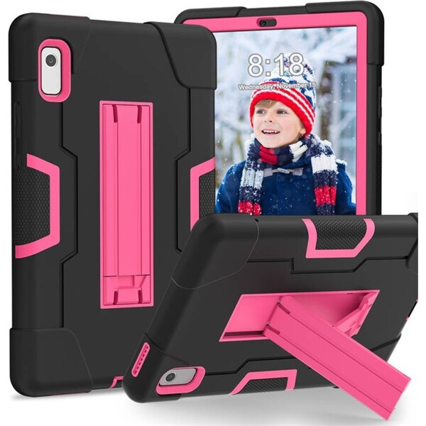 Catzon RobotB Rugged Case Shockproof With Holder for Lenovo M9 TB-310FU 2023-Black+Rose Red