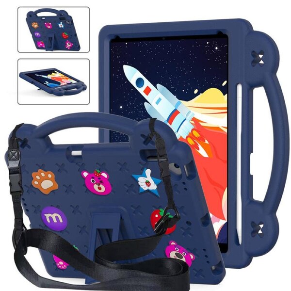 Catzon Strawberry iPad Case Silicone Shockproof with Handle for iPad 10.2 inch 2021/2020/2019-NavyBlue
