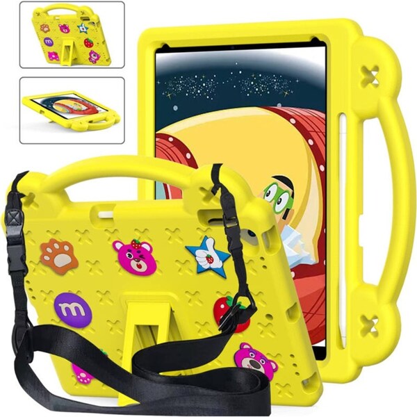 Catzon Strawberry iPad Case Silicone Shockproof with Handle for iPad 10.2 inch 2021/2020/2019-Yellow