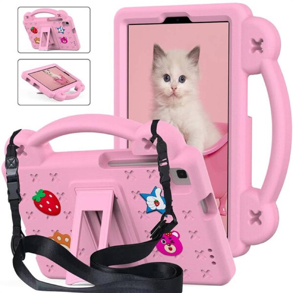 Catzon Strawberry Tablet Case with Holder for HUAWEI M3/Samsung Galaxy Tab A7 Lite(2021)/A8 (2019)-Pink