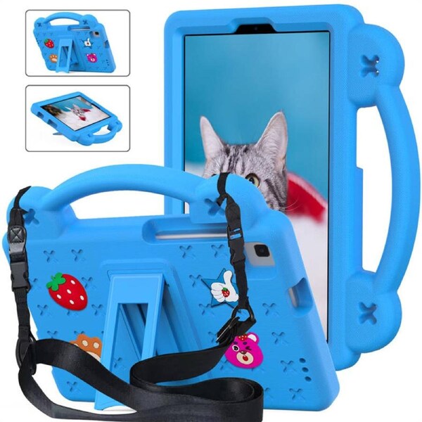 Catzon Strawberry Tablet Case with Holder for HUAWEI M3/Samsung Galaxy Tab A7 Lite(2021)/A8 (2019)-SkyBlue