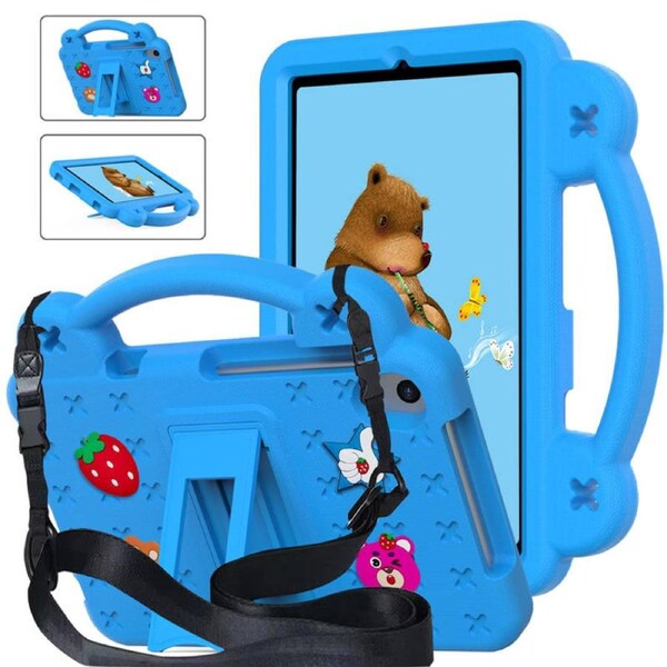 Catzon Strawberry Tablet Case with Shoulder Strap Stand for Samsung Galaxy Tab A 8.4 inch 2020-SkyBlue