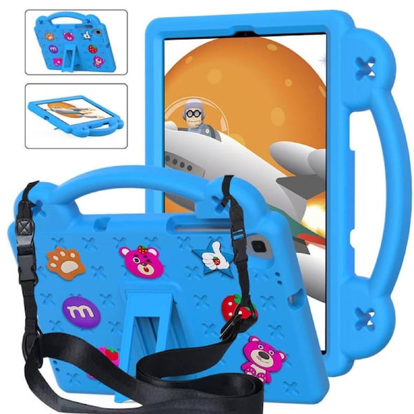 Catzon StrawberryTablet Case with Holder Shoulder Strap for Samsung 10.1 inch Galaxy Tab A T510/T515-SkyBlue