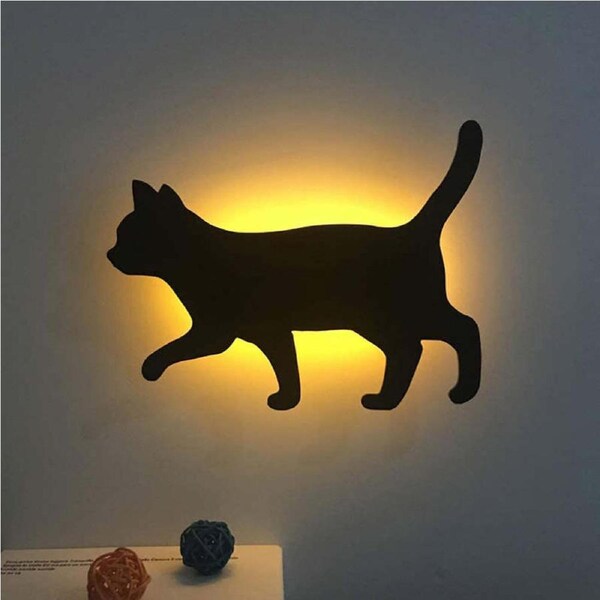 Catzon Black Cat Night Light Sound Control Silhouette Light Wall Decoration