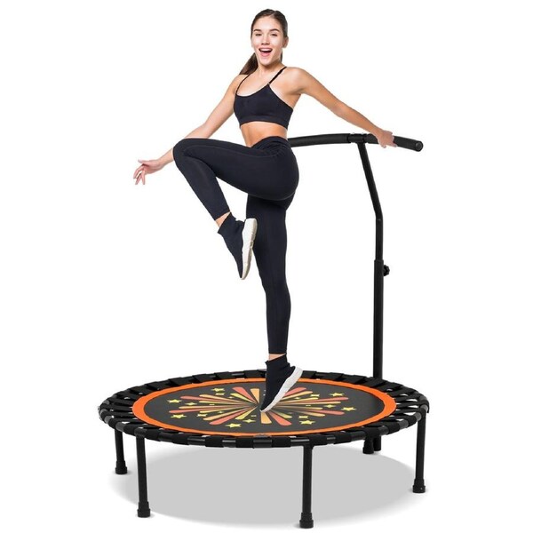 40" Foldable Rebounder Mini Trampoline with Adjustable Height, Ideal for Rebounding Exercise and Cardio