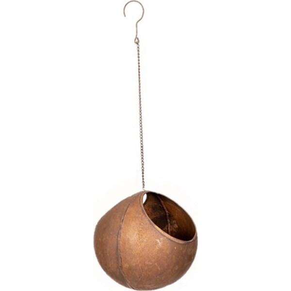 Hanging 21cm Ball w/ Hook Metal Rust Garden Ornament Planter Home Decor Large