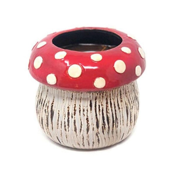 Mushroom 15cm Planter Pot Plant Holder Ornament Patio Garden Decor Large Red