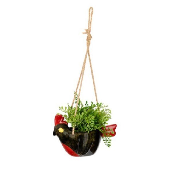 Hanging Cocky 22cm Pot Planter Storage w/ Jute Hanger Garden Home Decor Assorted