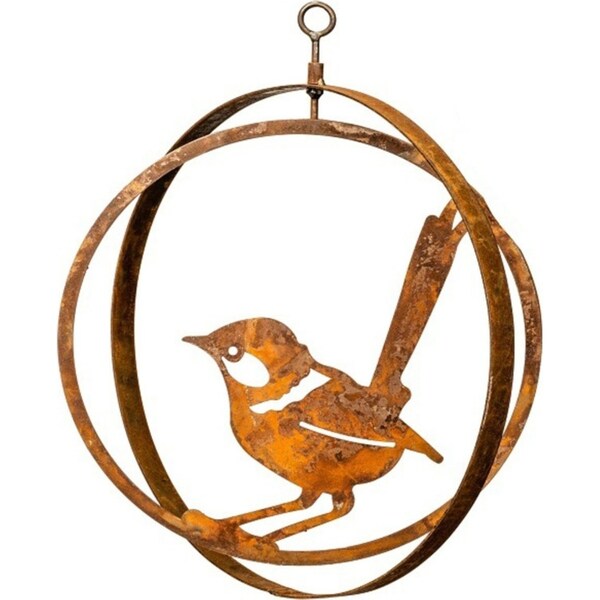 Garden 35cm Double Swiveling Ring Bird Hanging Outdoor Ornament Decor Assorted