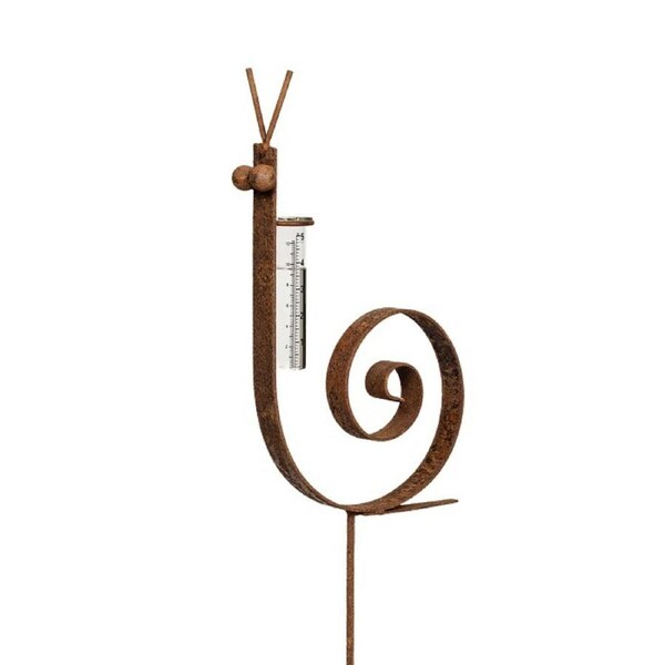 Garden Rust Metal 45cm Snail Stake Rain Gauge Ornament Yard/Patio Outdoor Decor