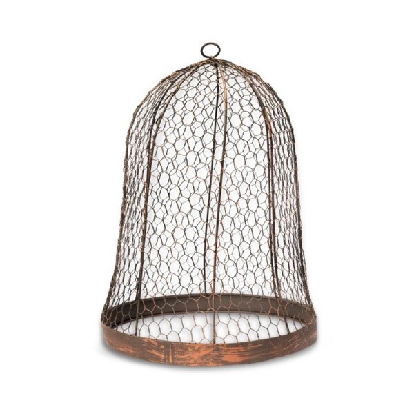 Round Metal 44cm Cloche Outdoor Garden Yard/Patio Plant Protector Ornament Brown