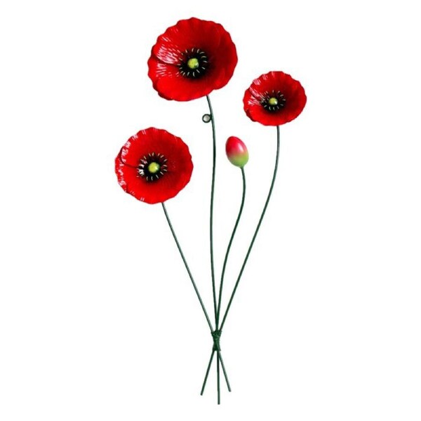 Poppy Wall Art 63cm Metal Ornament Outdoor Floral Flower Garden Home Decor Red