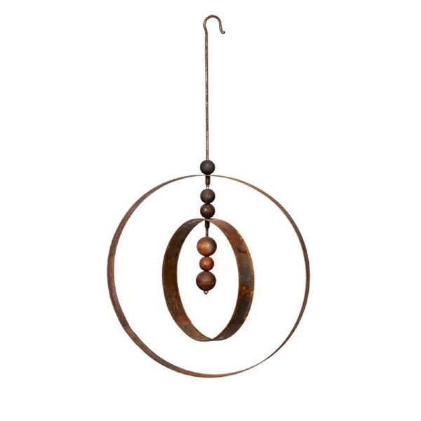 Garden 71cm Rust Metal Hanging Orb w/ Hook Outdoor Ornament Yard Patio Decor