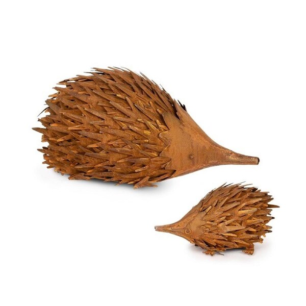 2pc Garden Metal 13/25cm Echidna Animal Sculpture Ornament Outdoor Decor Set
