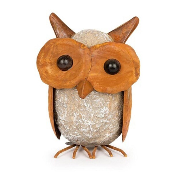 Garden 23cm Metal Owl Resin/Rust Medium Outdoor Ornament Yard Patio Home Decor