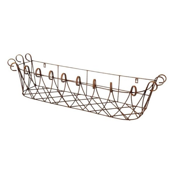 Garden Rust Metal 92x27cm Hanging Wire Window Box Storage Outdoor Patio Decor