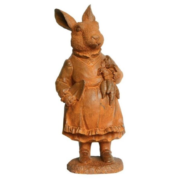 Willow Mother Rabbit 31cm Cast Iron Ornament Figurine Garden Yard Decor Small