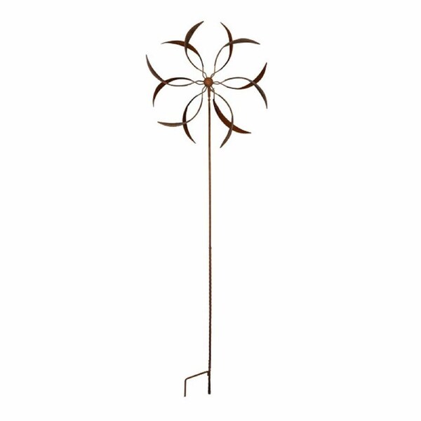 Garden Rust Metal 56x20cm Double Windmill Outdoor Ornament Yard Patio Decor