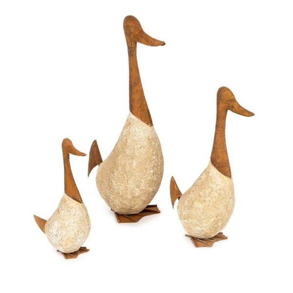 3pc Garden Poly/Metal 26/37/49cm Geese Set Outdoor Ornament Yard Patio Decor