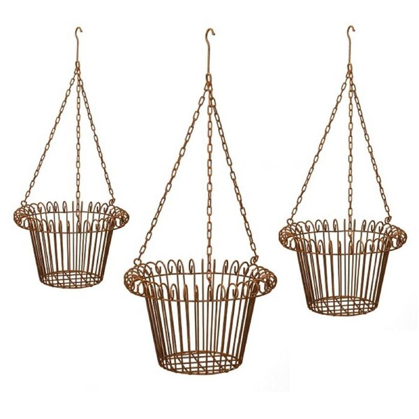 3pc Hanging Basket 32/37/42cm Metal Plant Holder Garden Patio Home Decor Merry
