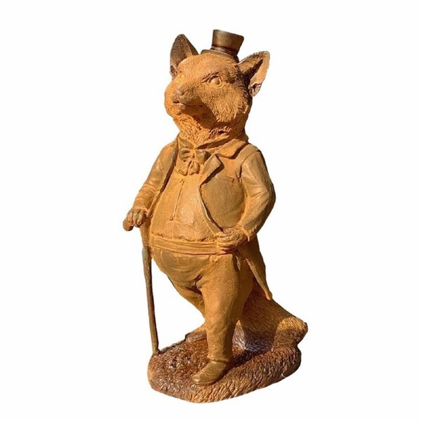 Willow Fox 29cm Cast Iron Ornament Sculpture Outdoor Figurine Garden Decor Small