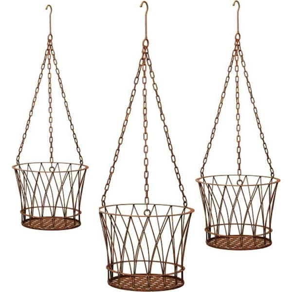 3pc Hanging Basket 24/29/33cm Metal Plant Holder Garden Patio Home Decor Sue