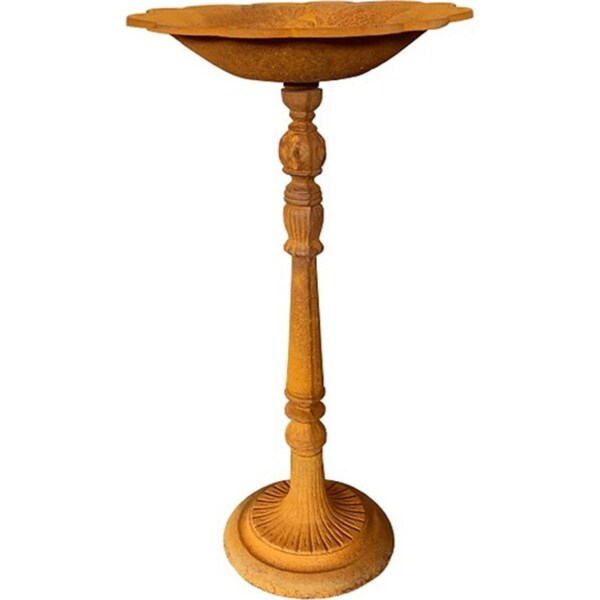 Garden 62cm Bird Bath Feeder Cast Iron Display Stand Outdoor Patio Decor Rust